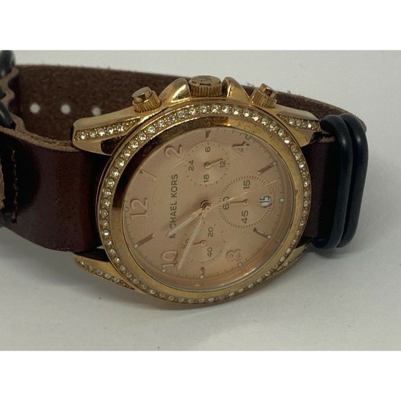 Michael Kors MK5263 Women\'s Leather Analog Rose Di main image 4